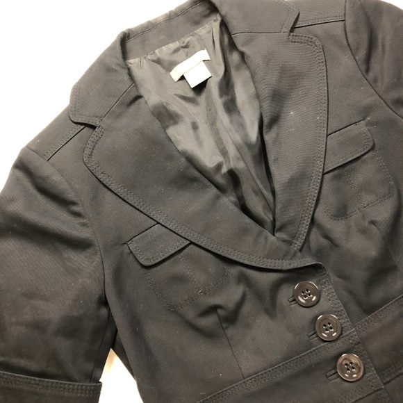 ANN TAYLOR Petites Navy Short Sleeve Blazer 2P - Picture 3 of 8